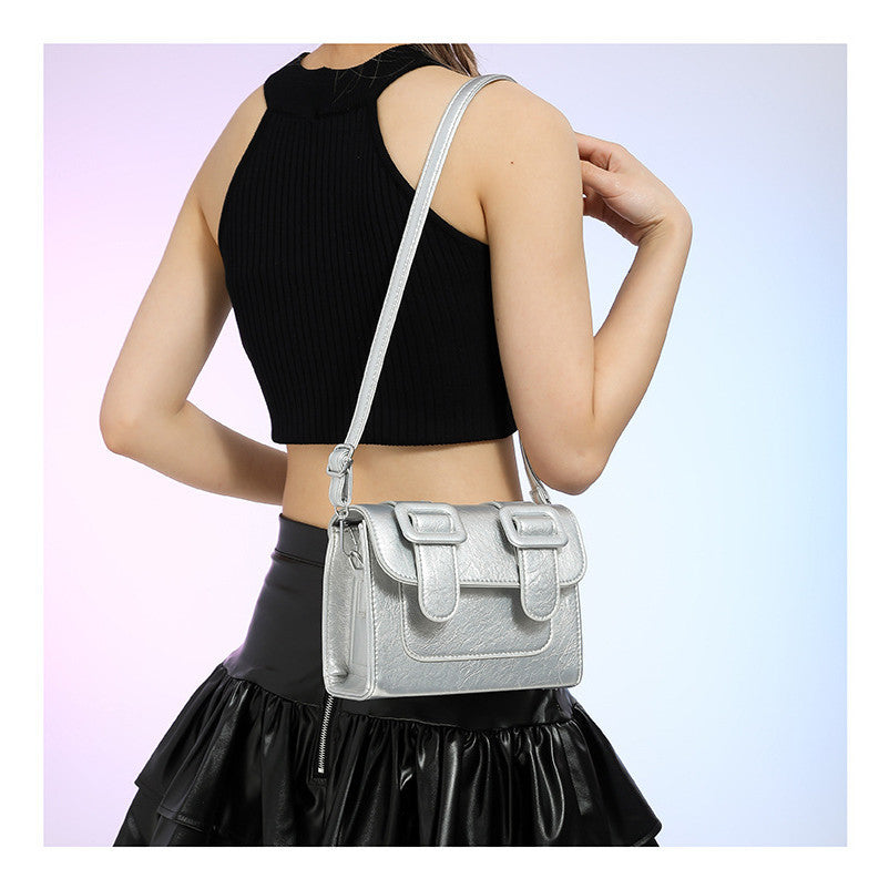 Ielgy All-Match Silver Cambridge Bag Cute Student Messenger Messenger Bag