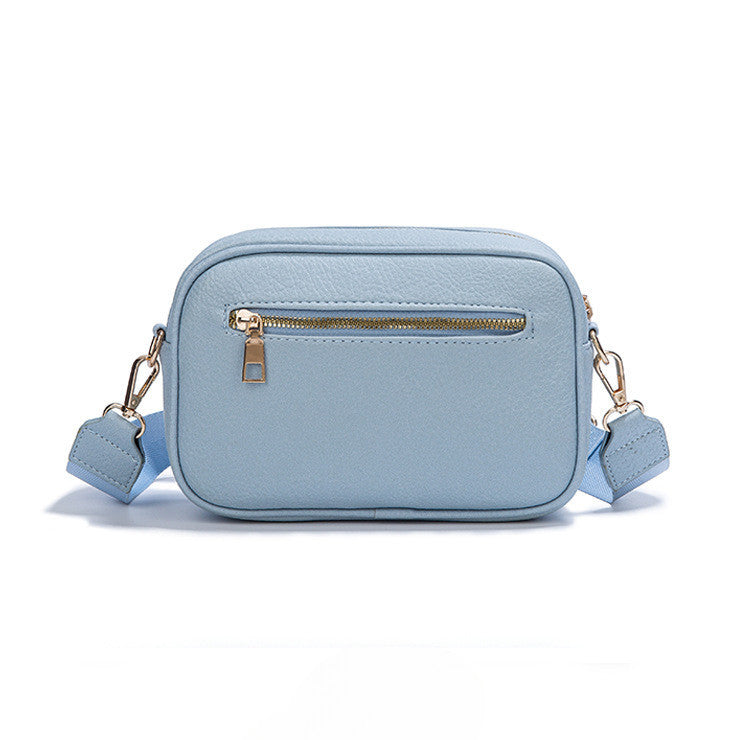 Ielgy Ladies Wide Shoulder Strap Solid Color PU Crossbody Small Square Bag