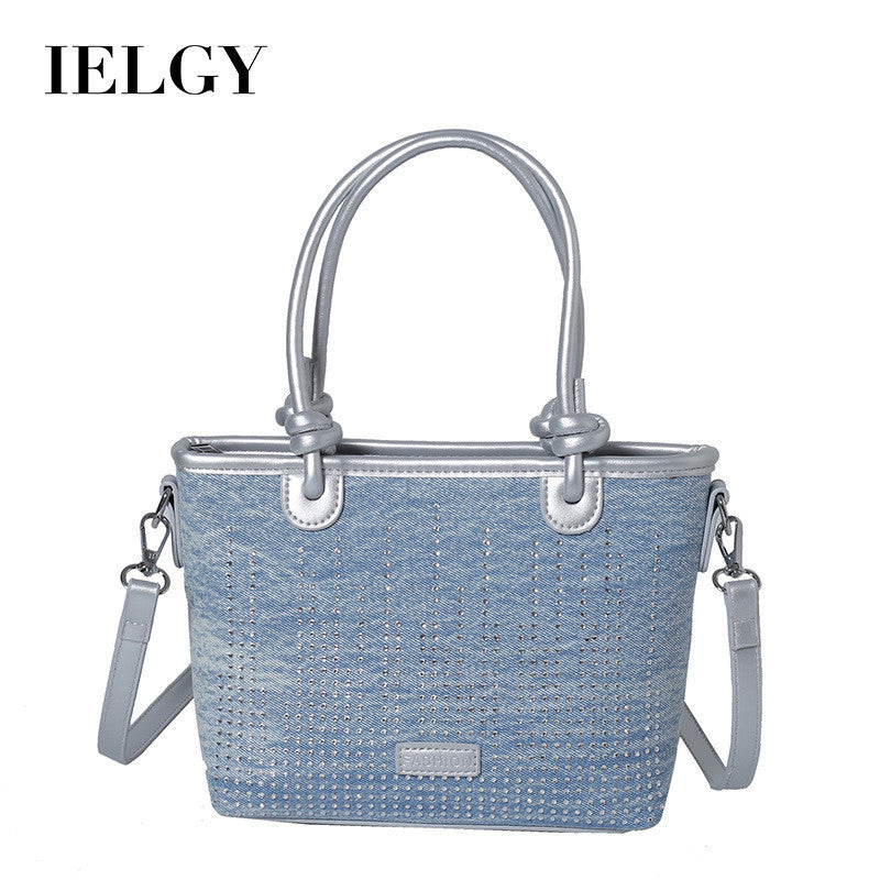 Ielgy Denim Bag All-Match Fashion Texture Cross-Body Portable Bucket Bag