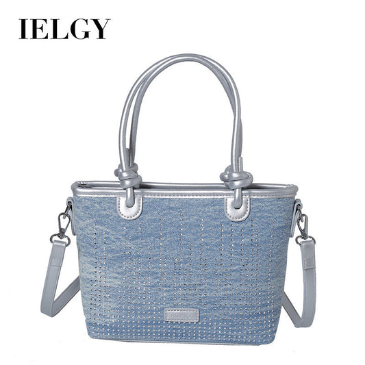Ielgy Denim Bag All-Match Fashion Texture Cross-Body Portable Bucket Bag