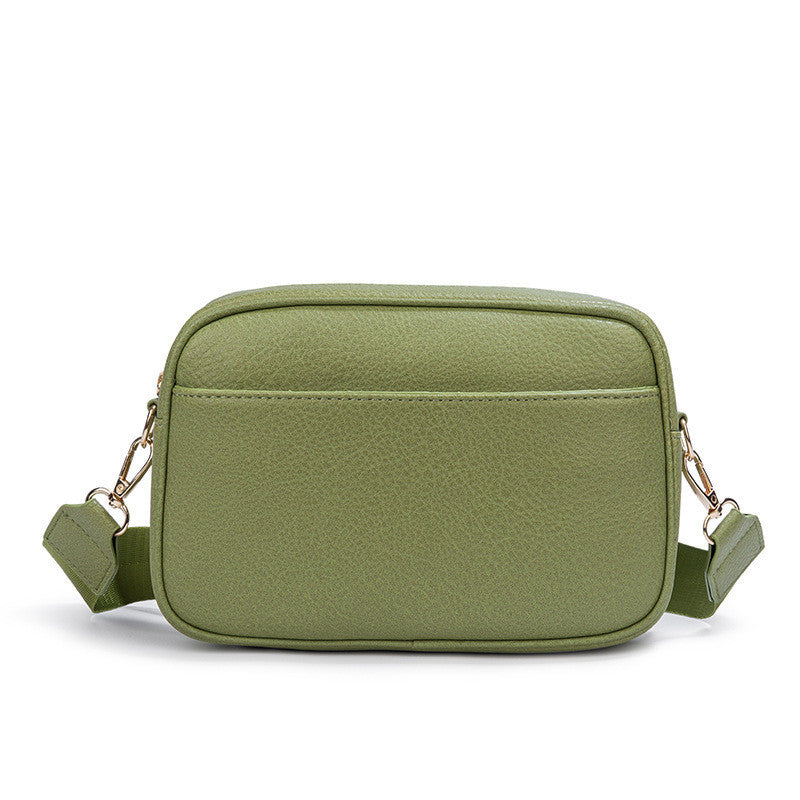 Ielgy Ladies Wide Shoulder Strap Solid Color PU Crossbody Small Square Bag