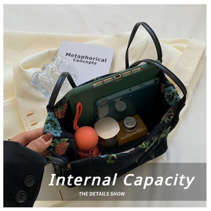 Ielgy Large-Capacity All-Match Canvas Casual Shoulder Bag High-End Sense Class Commu