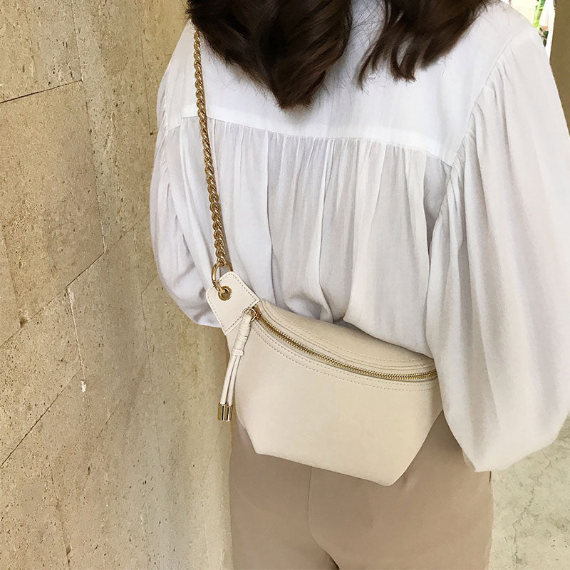 Ielgy Ladies Waist Bag Niche Design Shoulder Messenger Bag Street Trendy All-Match Chest Bag