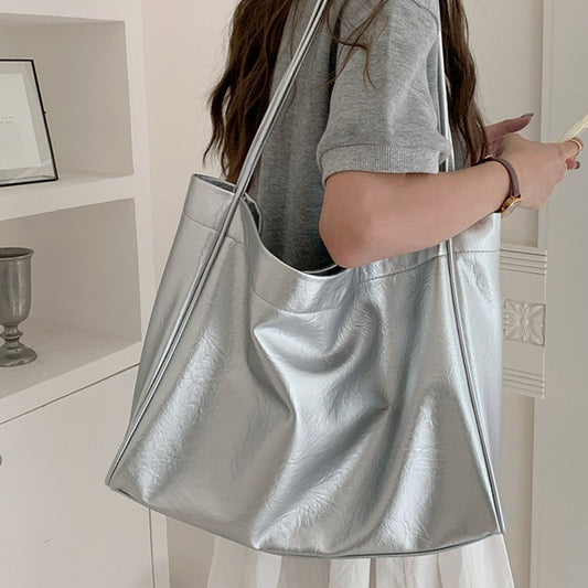 Ielgy Retro Large-Capacity Korean Version All-Match Tote Bag Fashion Lazy Style One-Shoulder Commuter
