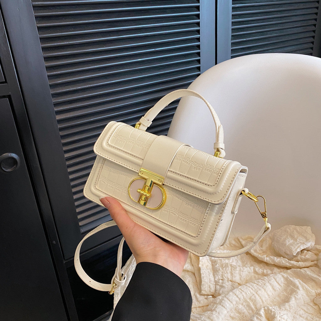 Ielgy High-End Texture Solid Color Portable Box Bag All-Match One-Shoulder Messenger Small