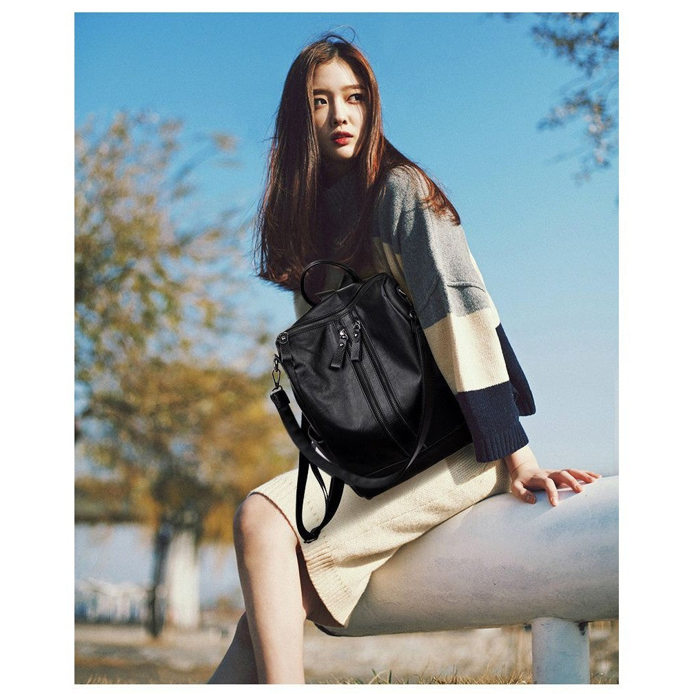 Ielgy Korean Version pu Leather Ladies Fashion Backpack Mommy Bag