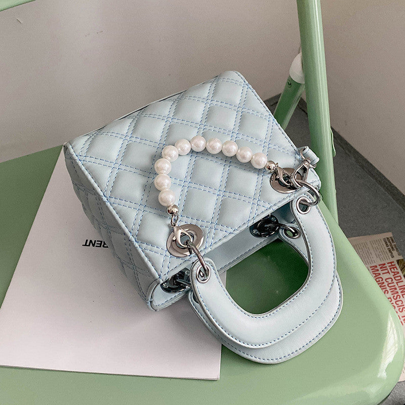 Ielgy Fashion Diamond Pearl Handbag All-Match One-Shoulder Cross-Body Diana Bag
