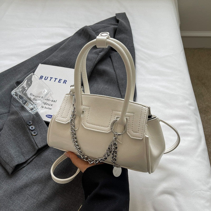 Ielgy High-End Niche Design Silver Handbag Crossbody Fashion All-Match Handbag