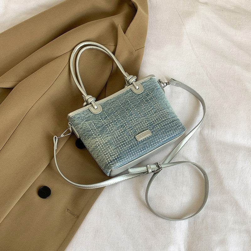 Ielgy Denim Bag All-Match Fashion Texture Cross-Body Portable Bucket Bag
