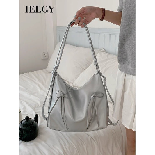 Ielgy Bow Pink Backpack Trendy Fashion Tote Bag Casual Large Capacity Shoulder Bag