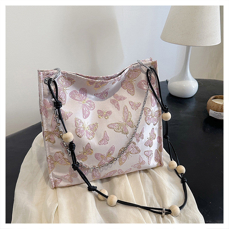 Ielgy Ladies All-Match New Chinese Style Underarm Bag Chinese Style Embroidered Cross-Body Tote Bag