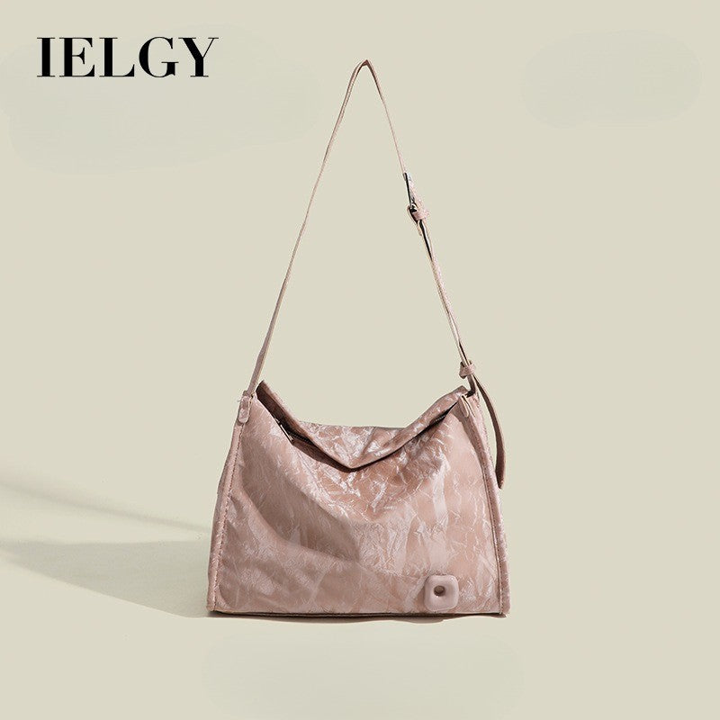 Ielgy Ladies High-Appearance Soft Leather Tote Bag Clutch Pattern Large-Capacity One-Shoulder Minimalist Messenger Bag