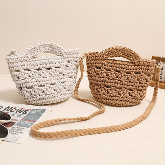 Ielgy Cross-Body Cotton Thread Woven Bag All-Match Hollow Straw Vacation Beach Bag Fresh