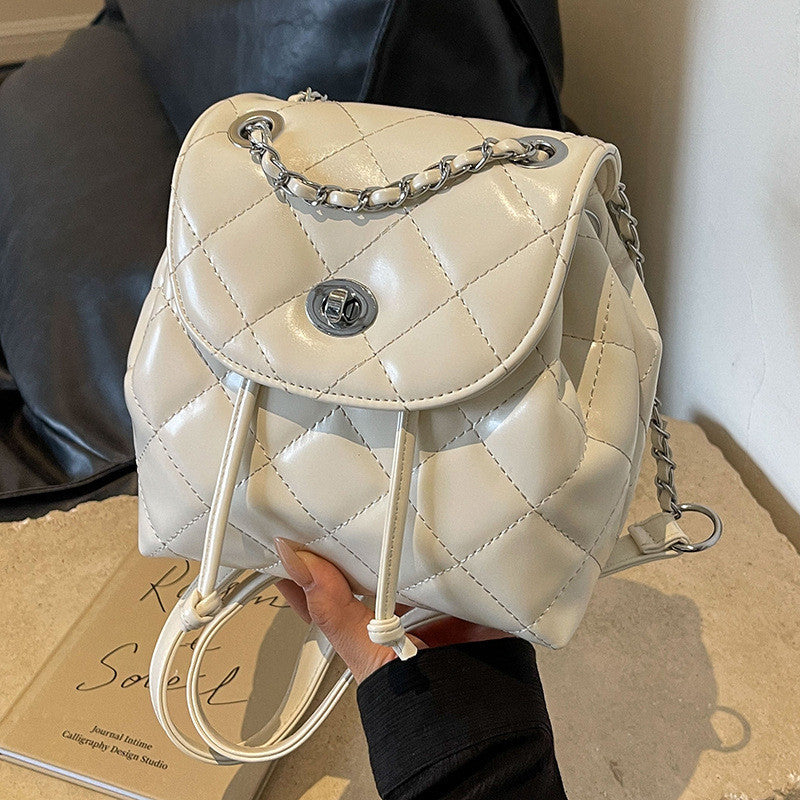 Ielgy Ladies All-Match Backpack Diamond Chain Fashion Niche School Bag