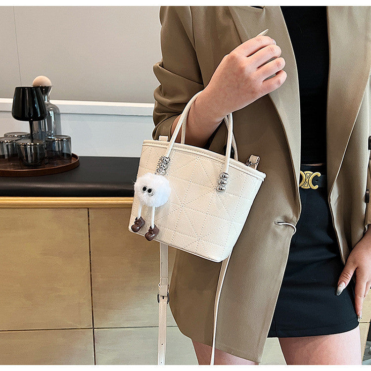 Ielgy Fashion Diamond Bucket Bag All-Match Niche Shoulder Messenger Bag