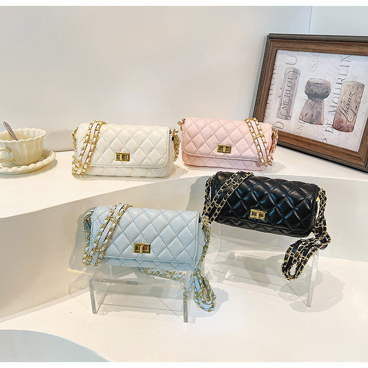 Ielgy Korean Version Fashion Diamond Chain Simple All-Match Cross-Body Female Bag