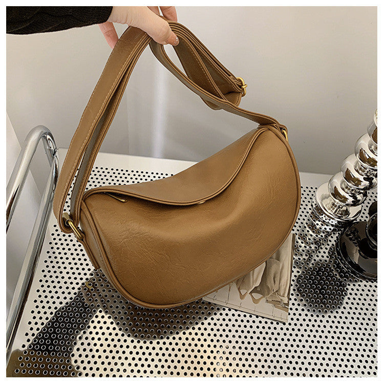 Ielgy Soft Face Fashion Shoulder Bag Casual All-Match Cross-Body Dumpling Bag Commuter Unique Popular