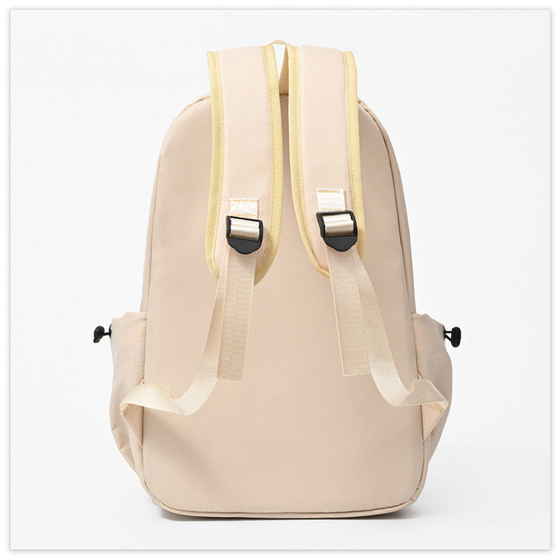 Ielgy Japanese Korean Simple Large-Capacity Solid Color Backpack University School Bag Campus Backpack
