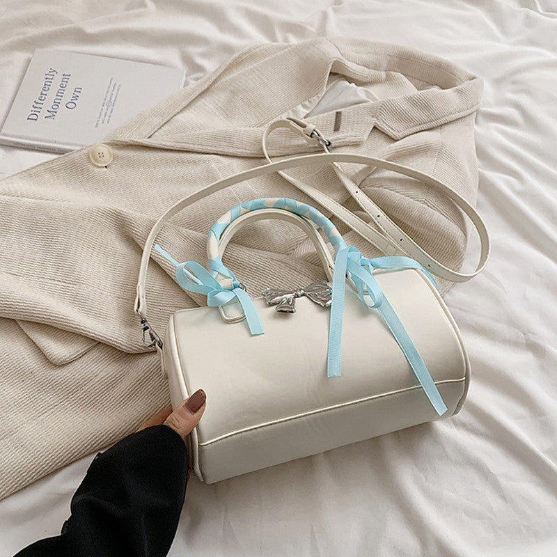 Ielgy Ballet Style Bowknot Portable Boston Bag Fashion One-Shoulder Messenger All-Match Pillow Bag