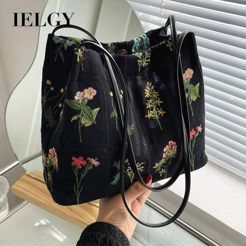 Ielgy Large-Capacity All-Match Canvas Casual Shoulder Bag High-End Sense Class Commu