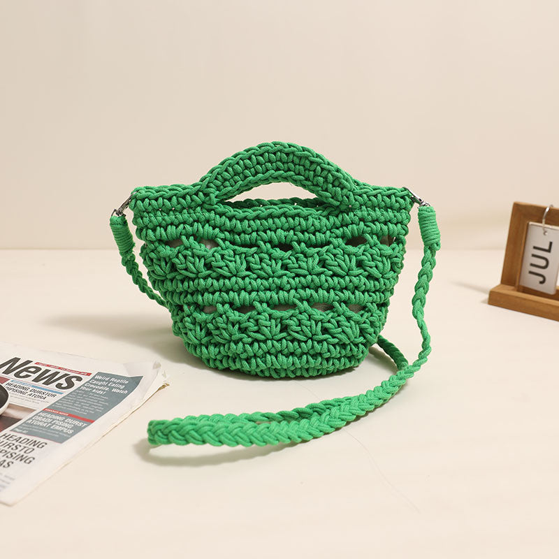 Ielgy Cross-Body Cotton Thread Woven Bag All-Match Hollow Straw Vacation Beach Bag Fresh