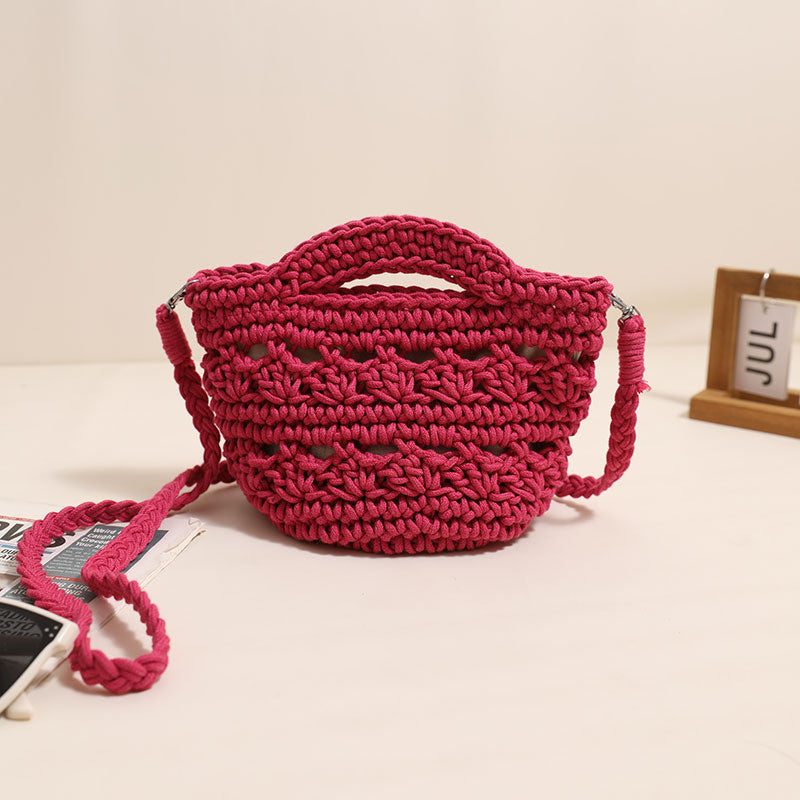 Ielgy Cross-Body Cotton Thread Woven Bag All-Match Hollow Straw Vacation Beach Bag Fresh