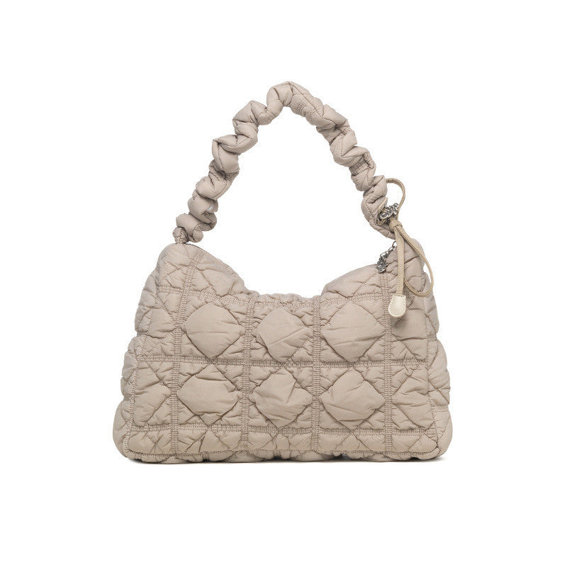 Ielgy Korean Version Stray Cloud Bag Puff Pleated Down Bag Shoulder Messenger Bag Portable Underarm Bag