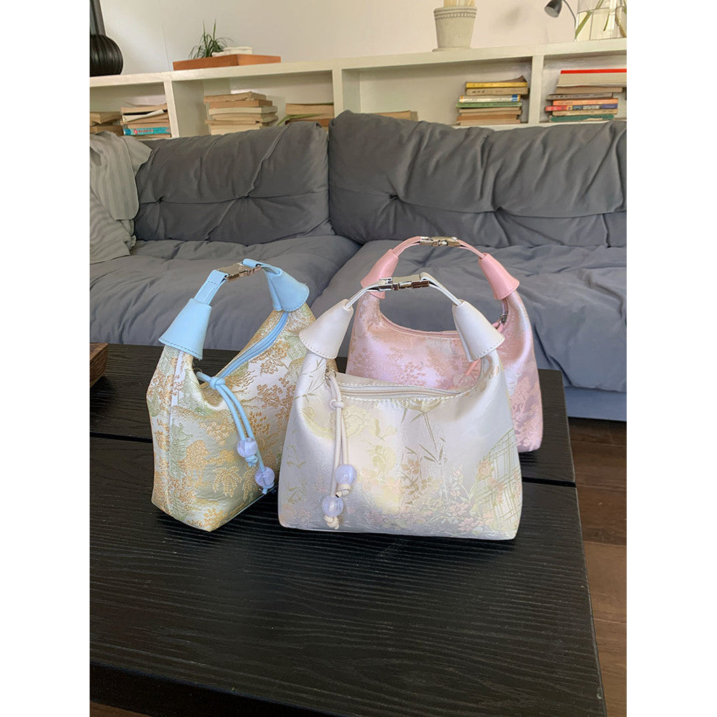 Ielgy Niche Embroidery New Chinese Style Bag Shoulder Crossbody Chinese Style Portable Dumpling Bag Can Be Crossbody