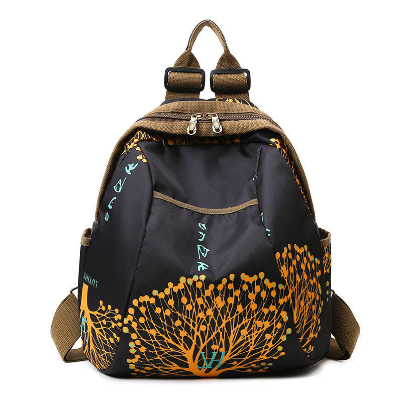 Ielgy Printed Ladies Backpack Oxford Cloth Large Capacity Backpack Harajuku Travel Design Sense School Bag