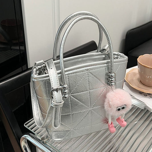 Ielgy Fashion Diamond Bucket Bag All-Match Niche Shoulder Messenger Bag