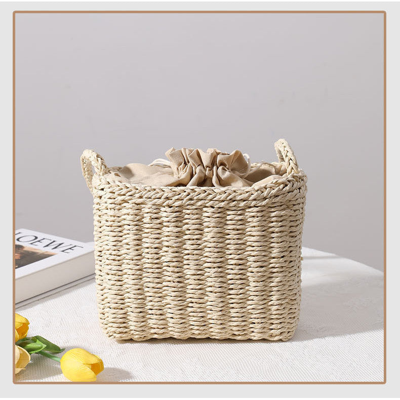 Ielgy Square Cross-Body Straw Woven Female Bag Mori Fashion Vacation Beach Bag Rattan Bag