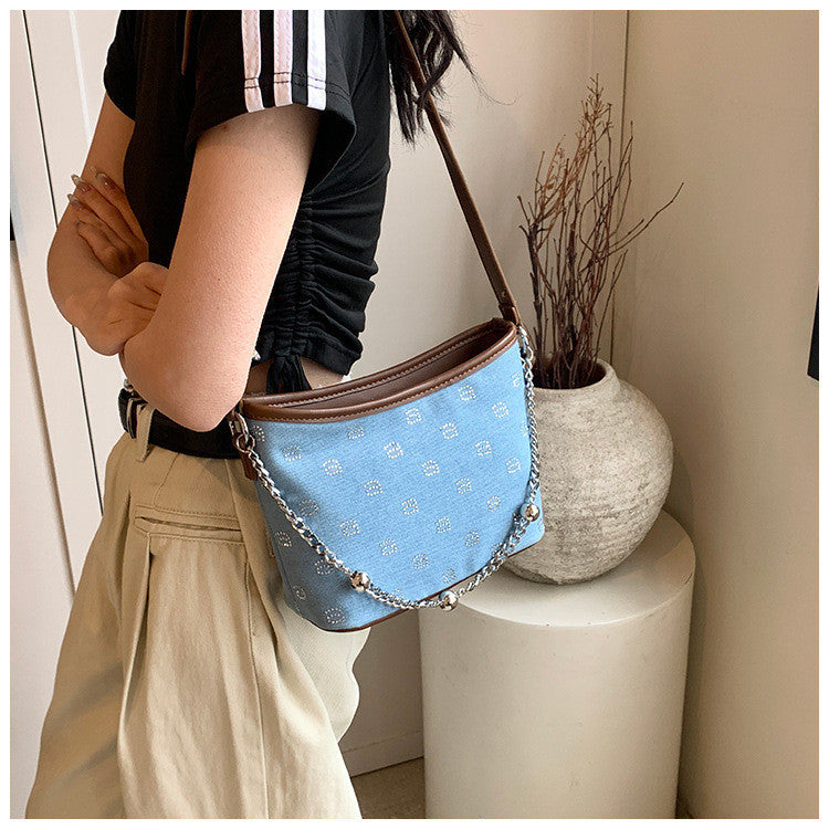 Ielgy High-End Fashionable Texture Shoulder Bag Popular Fashionable All-Match Commuter Bucket Bag