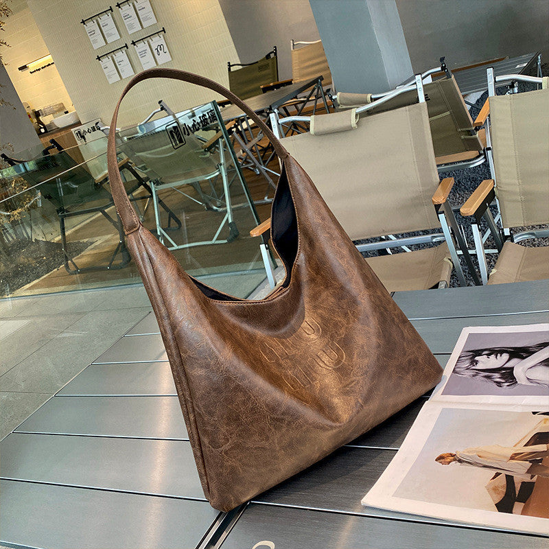 Ielgy Casual Large-Capacity Tote Bag High-End Trendy One-Shoulder Portable Underarm Commuter