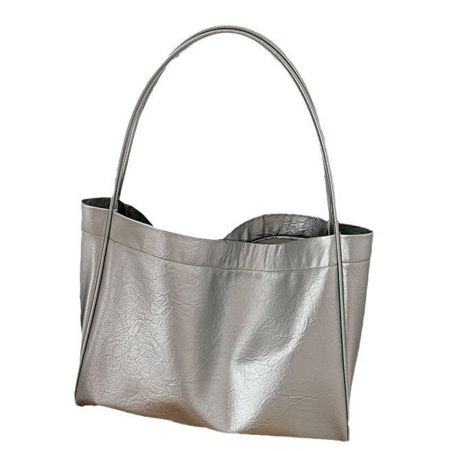 Ielgy Retro Large-Capacity Korean Version All-Match Tote Bag Fashion Lazy Style One-Shoulder Commuter