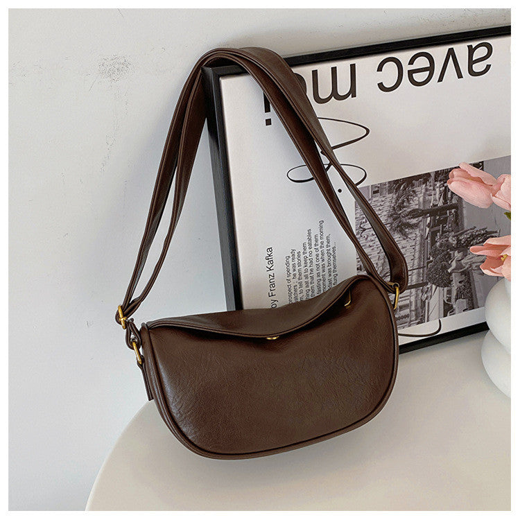 Ielgy Soft Face Fashion Shoulder Bag Casual All-Match Cross-Body Dumpling Bag Commuter Unique Popular