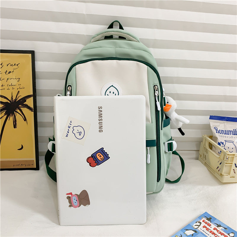 Ielgy Korean Version High School Junior High School Students Large-Capacity Backpack Simple Burden-Red