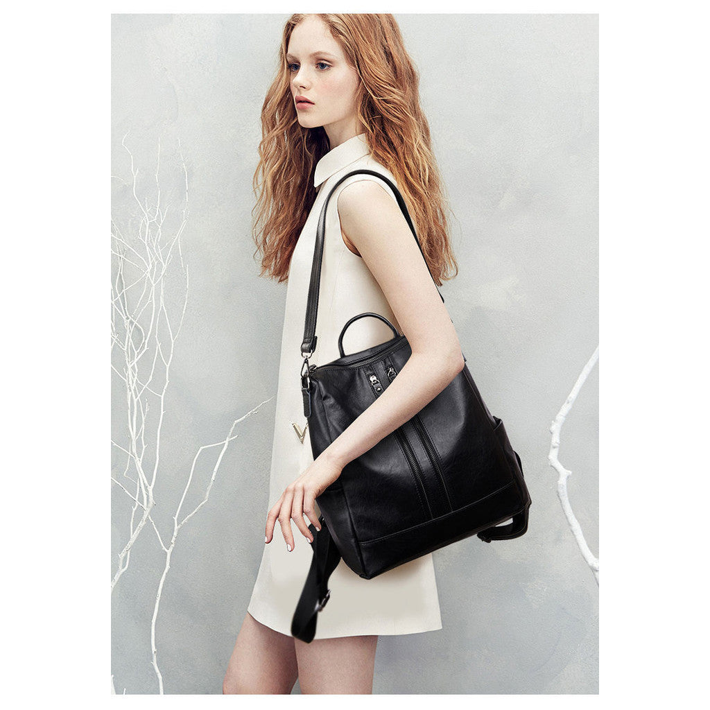 Ielgy Korean Version pu Leather Ladies Fashion Backpack Mommy Bag