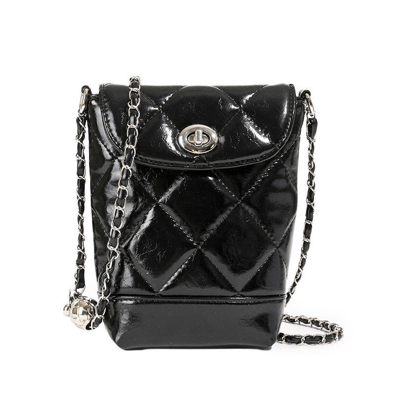 Ielgy Diamond Chain Silver Niche Design Fashion One-Shoulder Messenger Bag High-End Bucket Bag