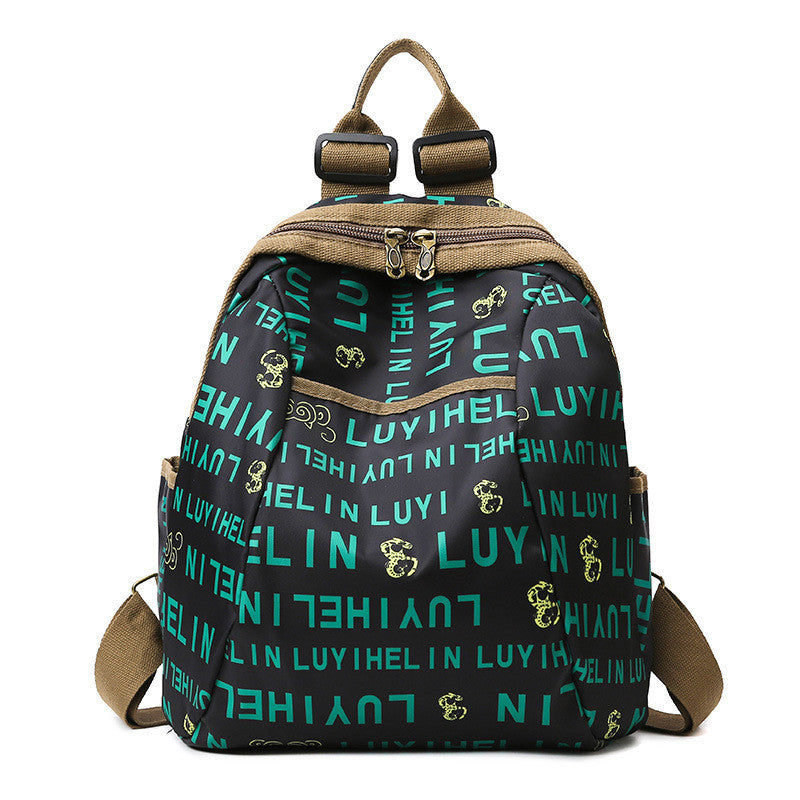 Ielgy Printed Ladies Backpack Oxford Cloth Large Capacity Backpack Harajuku Travel Design Sense School Bag