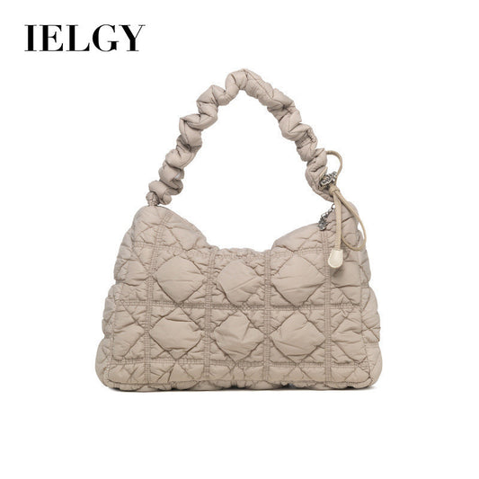 Ielgy Korean Version Stray Cloud Bag Puff Pleated Down Bag Shoulder Messenger Bag Portable Underarm Bag
