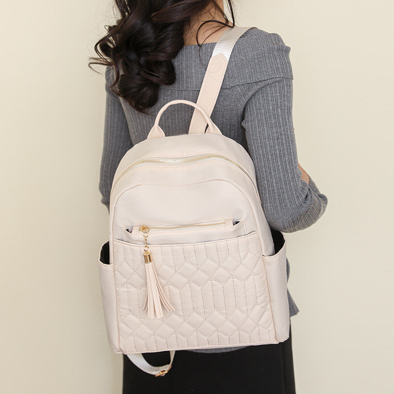Ielgy Korean Version Diamond Backpack Outing Travel Bag Ladies Solid Color Backpack Simple Large Capacity Backpack