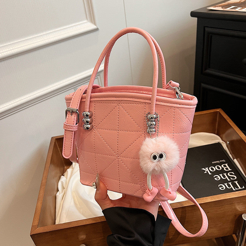 Ielgy Fashion Diamond Bucket Bag All-Match Niche Shoulder Messenger Bag
