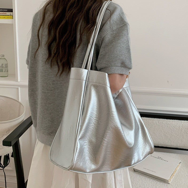 Ielgy Retro Large-Capacity Korean Version All-Match Tote Bag Fashion Lazy Style One-Shoulder Commuter