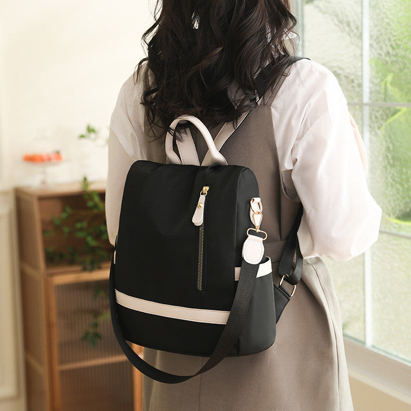 Ielgy Korean Version Trendy Backpack Large Capacity Travel Backpack Nylon Oxford Cloth Lightweight Student School Bag