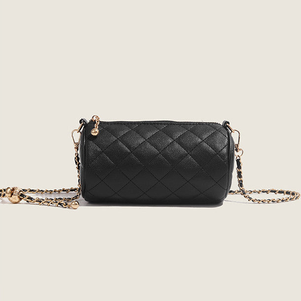 Ielgy Ladies Golden Ball Diamond Chain Pillow Bag All-Match One-Shoulder Cross-Body Cylinder Bag