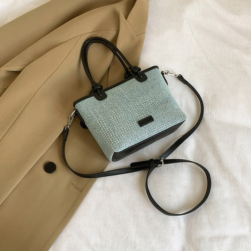 Ielgy Denim Bag All-Match Fashion Texture Cross-Body Portable Bucket Bag