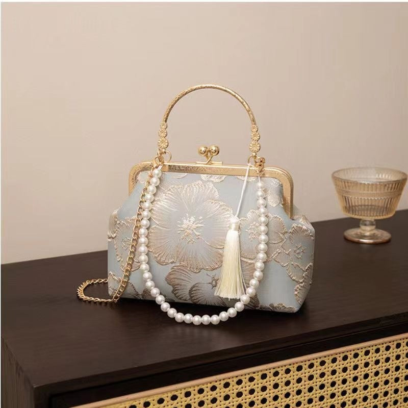 Ielgy Ladies New Chinese Style Chinese Style Rich Flower Pattern Elegant Temperament Handbag