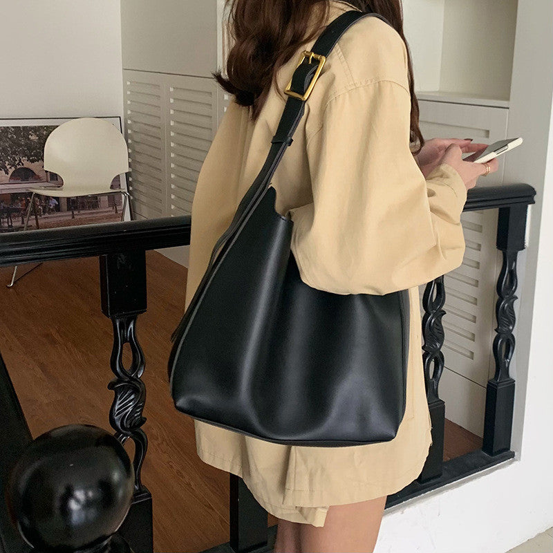 Ielgy All-Match Large-Capacity Lazy Style Bucket Bag Retro One-Shoulder Messenger