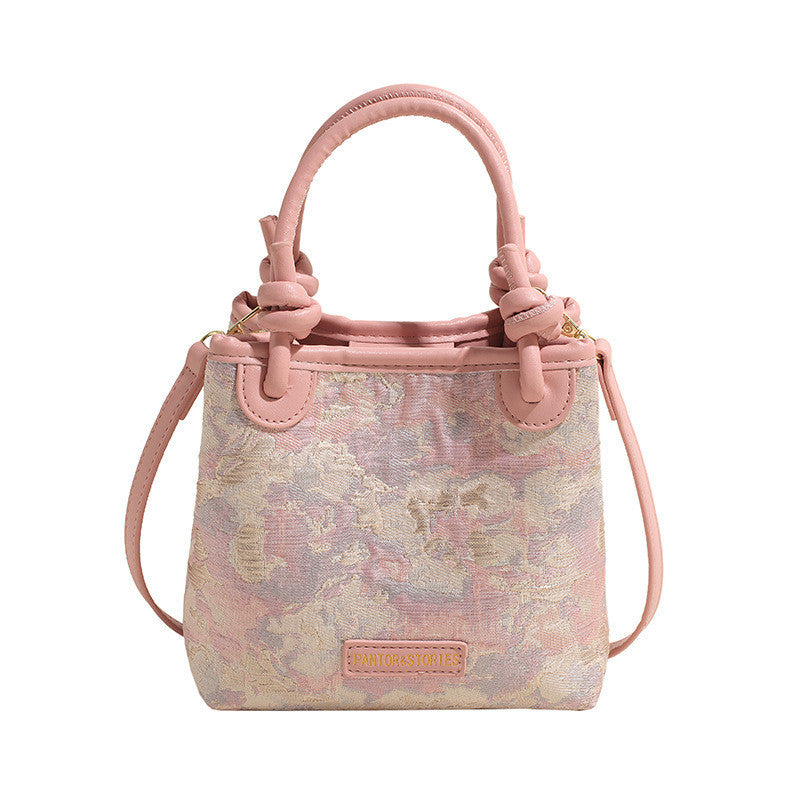 Ielgy New Chinese Style Hand-Carrying Bucket Bag Women's Temperament Hanfu Accessories Messenger Bag Chinese Style Embroidered Shoulder Bag