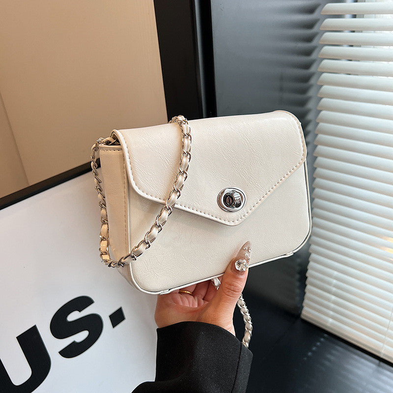 Ielgy Ladies Textured Chain Bag Fashionable All-Match High-End Exquisite Niche One-Shoulder Cross